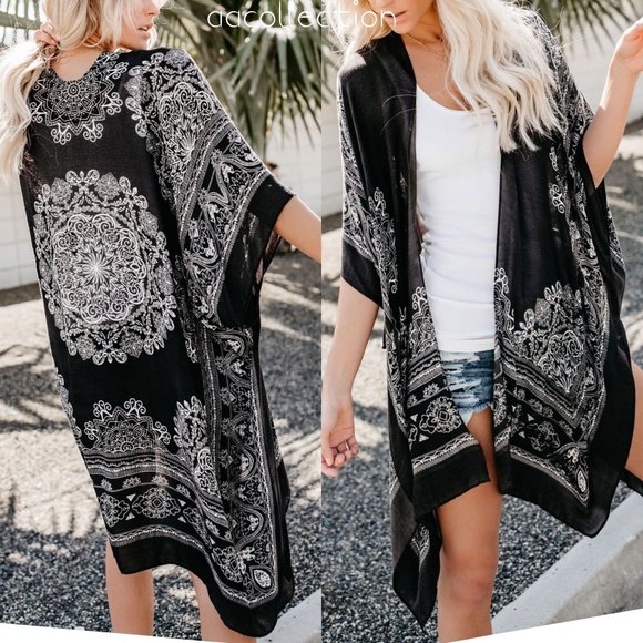 Kimono boho scarf coverup beach print - Picture 7 of 7